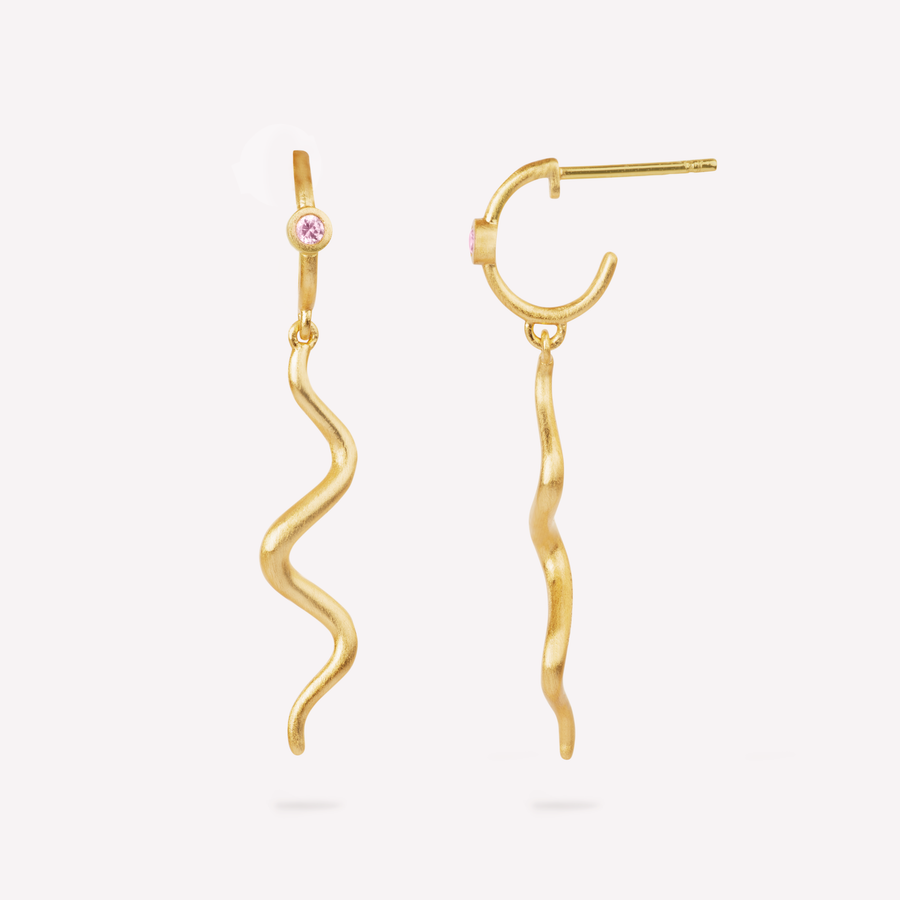 Wave mini hoop pink