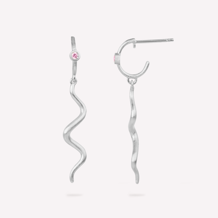 Wave mini hoop pink