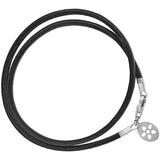 Black leather bracelet with silver clasp