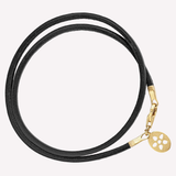 Sort læder armbånd med forgyldt lås (for pods)